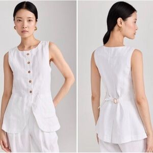 Posse Emma Linen Vest Waistcoat Ivory White Size L